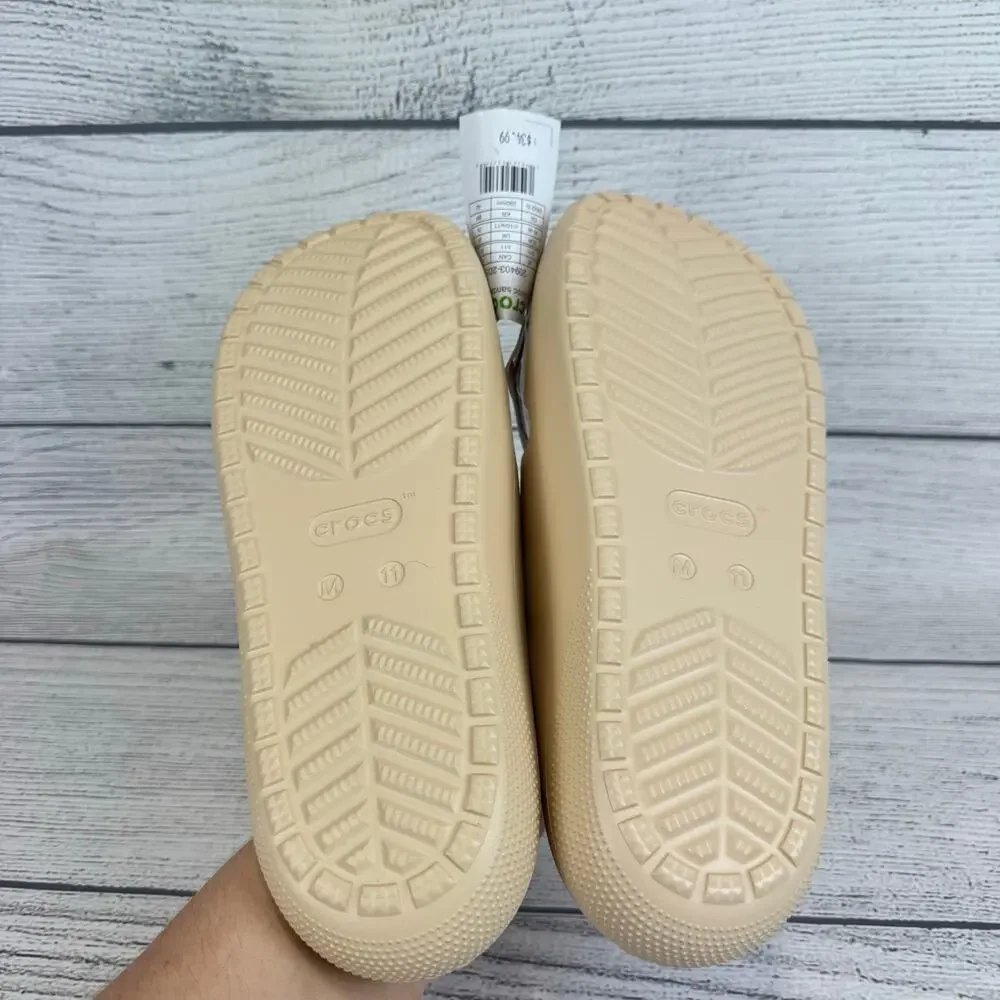 Crocs Unisex Cream Classic Slip On Sandals Size Men's 11